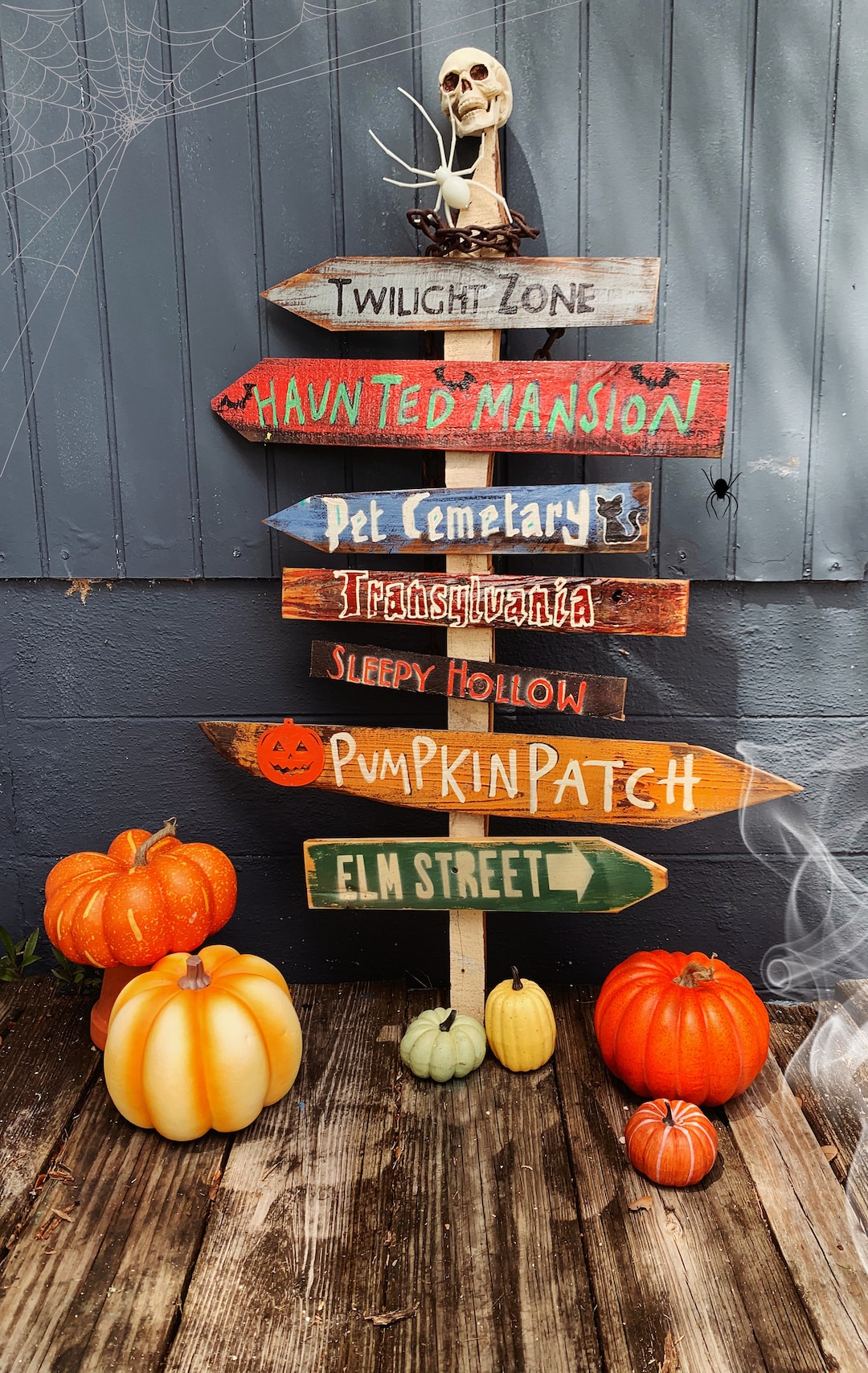 Spooky Halloween Signs! Set of 7+2 FREE Directional Tiki