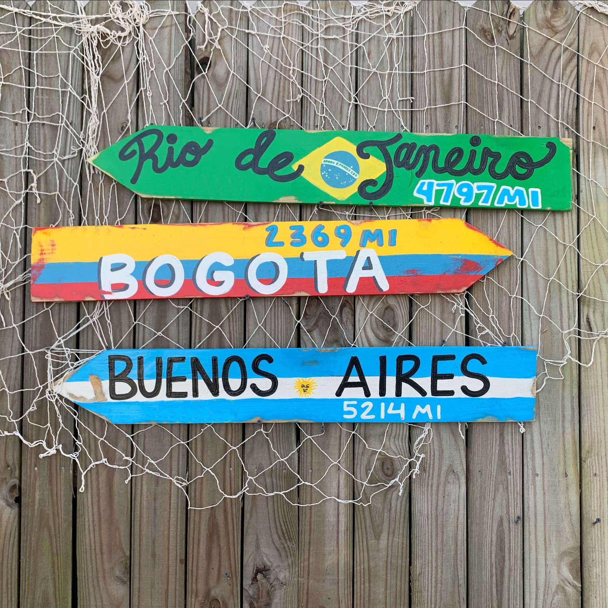 Destination Sign on Post . Set of 5 Directional Signs . Beach Signs ...