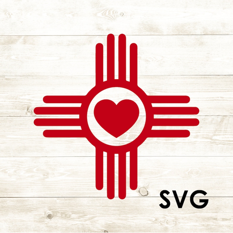 Download New Mexico Flag Zia Symbol State Heart Red SVG Digital | Etsy