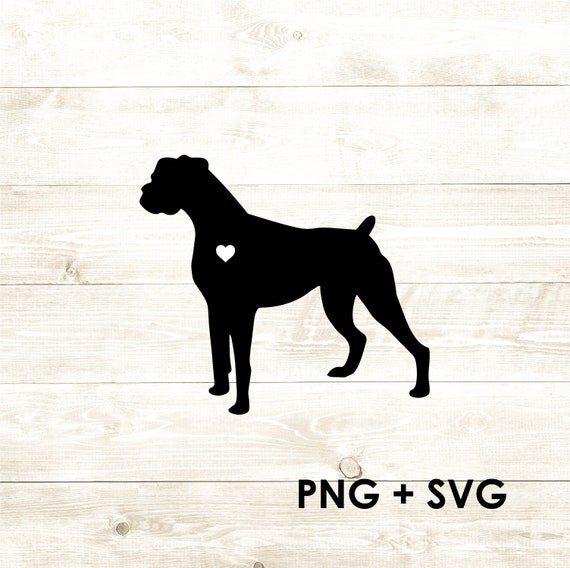Download Boxer Dog Silhouette Shape Outline Heart Cricut Silhouette Etsy PSD Mockup Templates