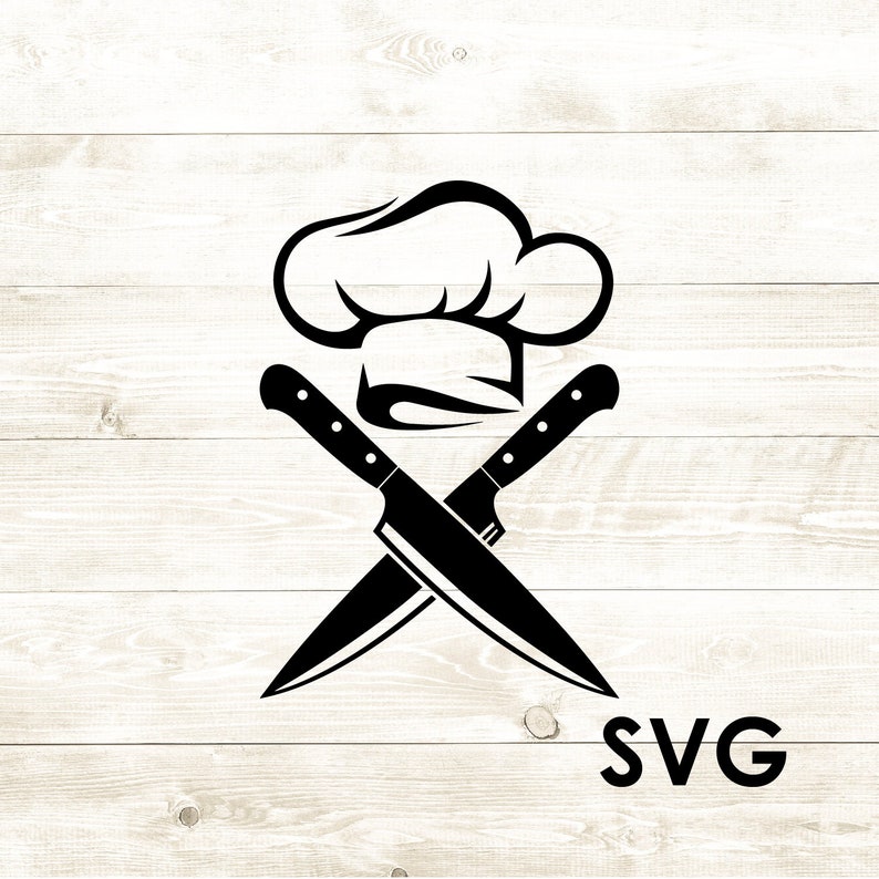Chef Knives Cook Vector Clipart Silhouette Logo SVG | Etsy
