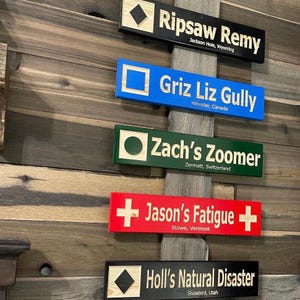 Personalized wood ski trail sign 4&quot;x18&quot;