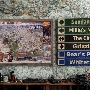 Personalized Wood Carved Ski Trail Signs — 4”x24” Mountain Trail Marker for Lodge or Cabin