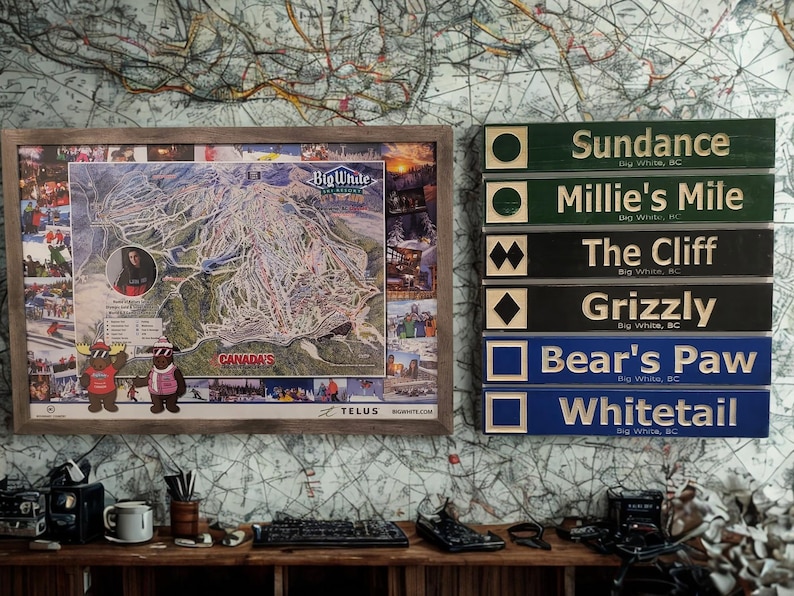 Cabin Decor Custom Wood Carved Ski Trail Sign — 4x24 Inch image 6