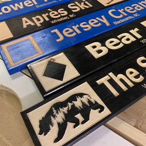 CUSTOM 5”x24” Carved wood ski trail inspired sign