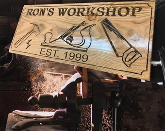 Crafted Memories: Personalised Woodshop Sign - Capture Your Passion in Wood!