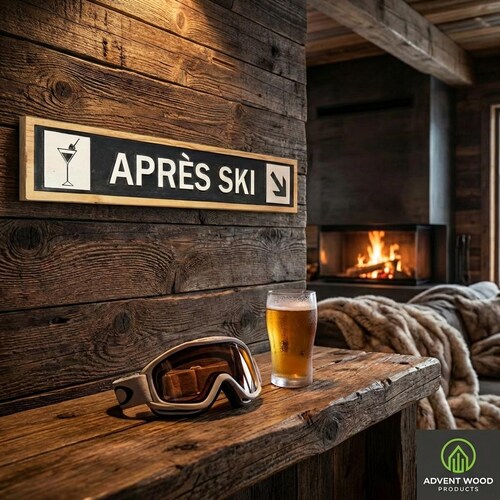 Personalised Après-Ski Sign – Raised-Border Carved Wood