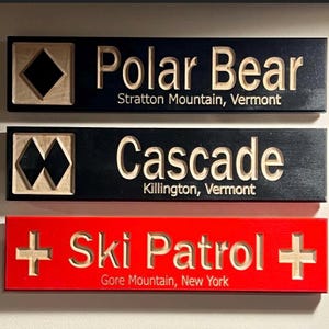 Personalized Mini 3&quot; x 13&quot; Ski Trail Inspired Wood Carved Sign – Perfect for Ski Lovers!