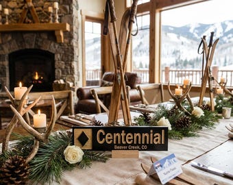 Personalized Ski Trail Sign: Carved Wood, Custom Mountain Decor (3” x 13”)