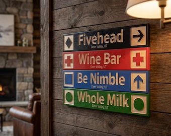 Personalized Wood 4”x 24” Trail Sign for Your Ski Retreat  (Volume Discounts Available)