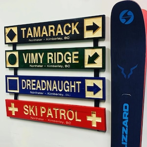 Custom Wood Carved Ski Trail Sign — 4x24 Inch