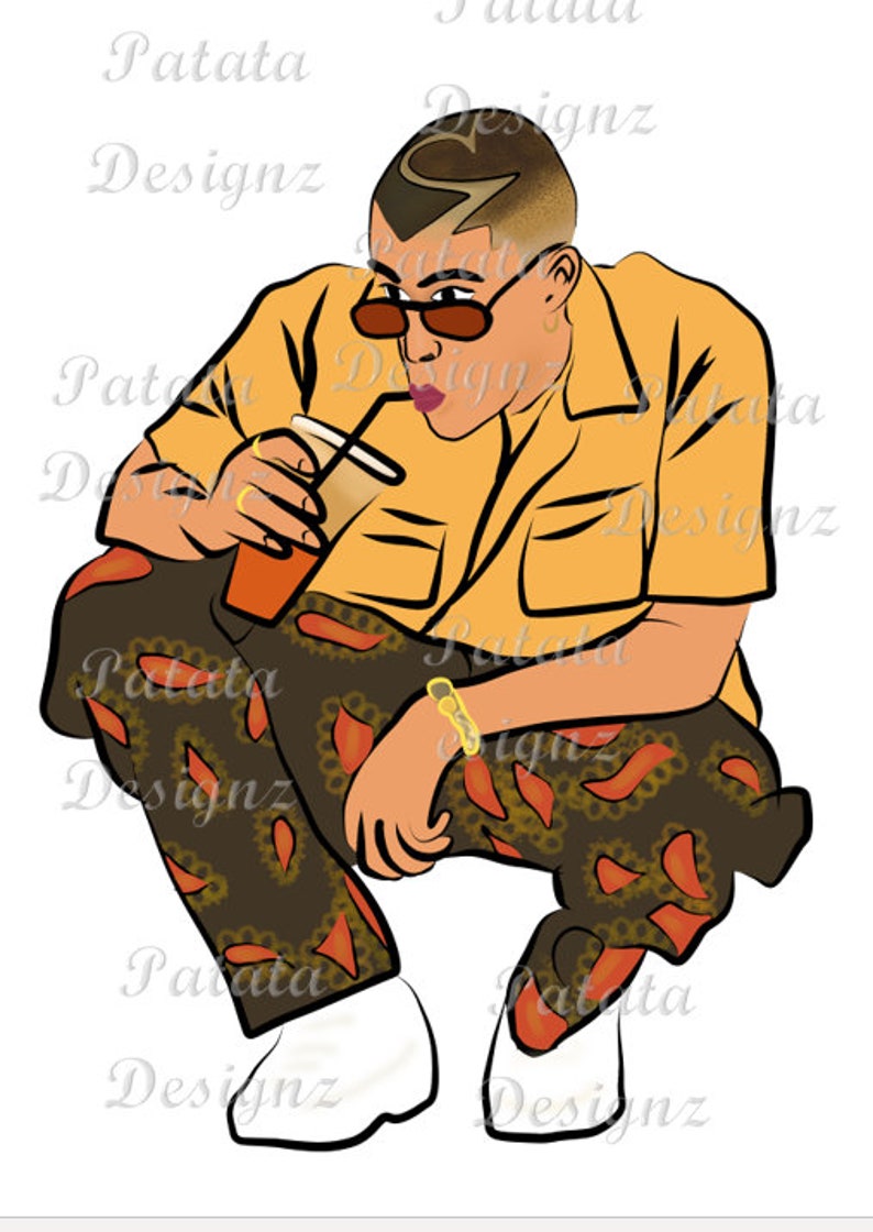 Download BAD BUNNY fan clipart png jpg files for cricut cutting | Etsy