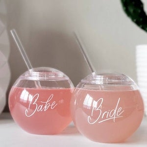 Bride and Babe Globe Cups | Bride Cup | Bridesmaid Babe Cup | Bachelorette Party | Fun Drinks | Bridesmaid Gifts | Flower Girl