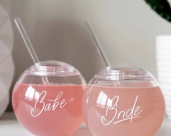 Bride and Babe Globe Cups | Bride Cup | Bridesmaid Babe Cup | Bachelorette Party | Fun Drinks | Bridesmaid Gifts | Flower Girl