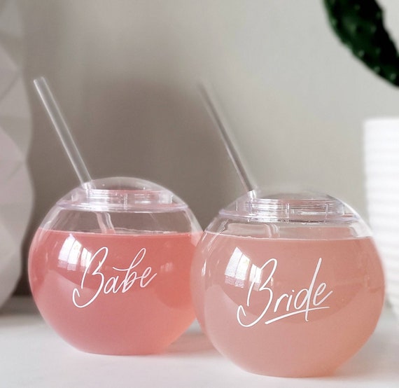 Bride and Babe Globe Cups Bride Cup Bridesmaid Babe Cup Bachelorette Party Fun  Drinks Bridesmaid Gifts Flower Girl 