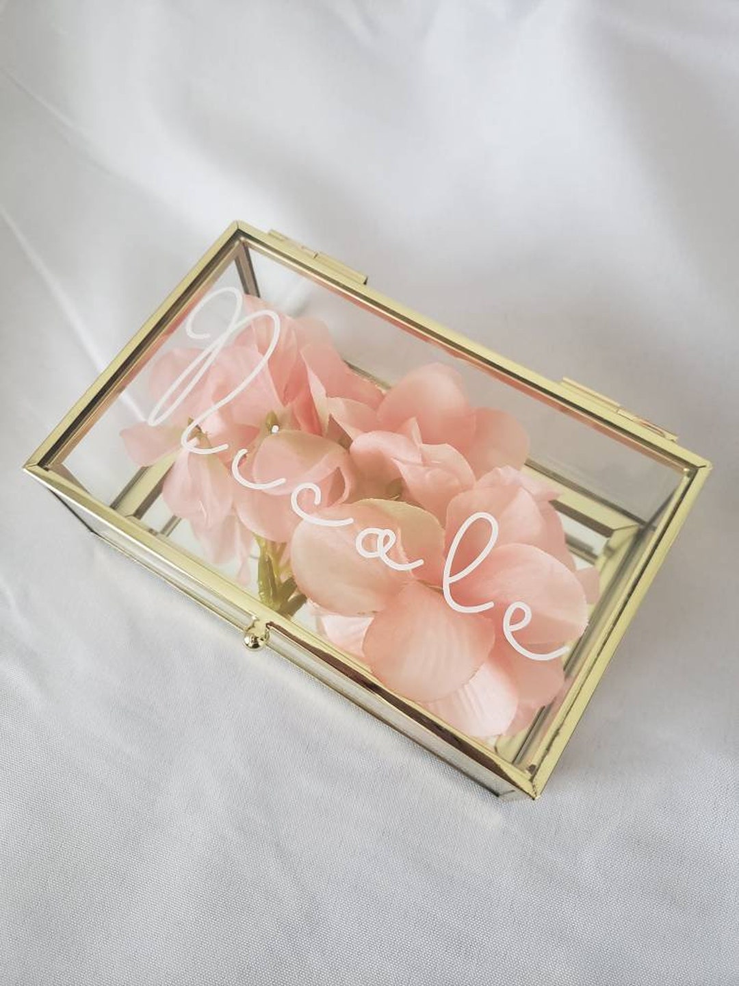 Personalized Glass Jewelry Box for Bridesmaids and Birthdays Gold and