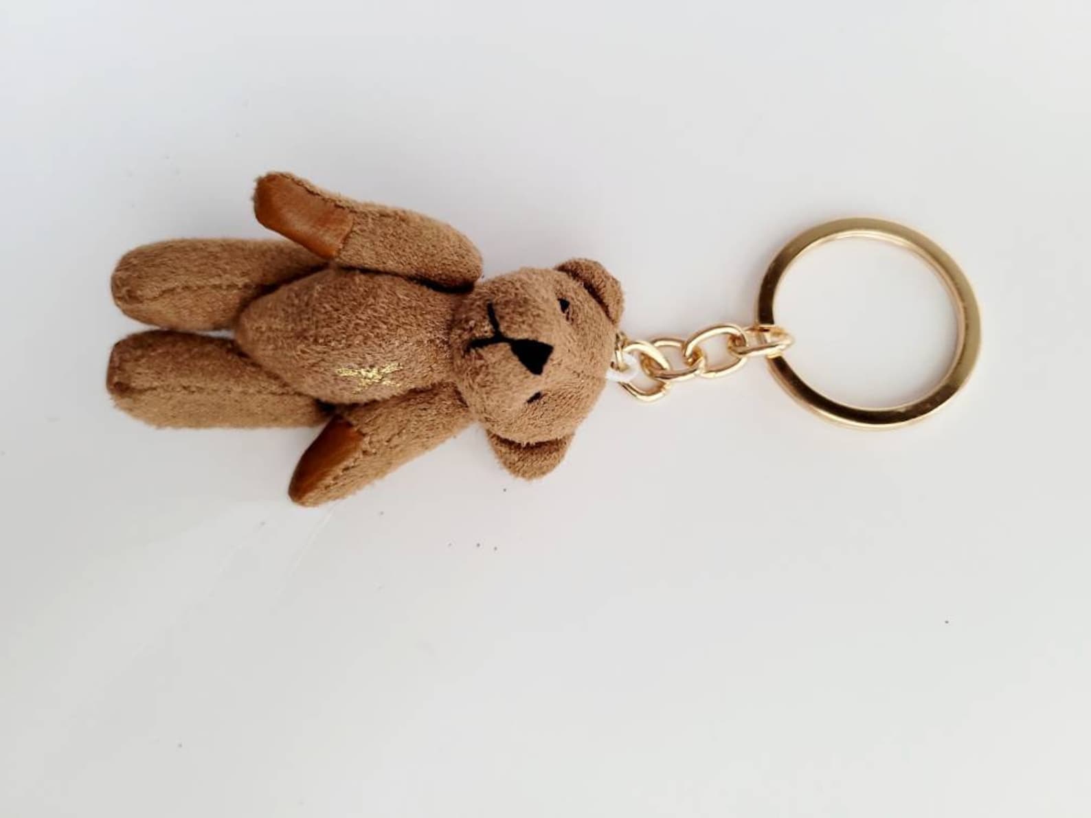 Personalized Mini Teddy Bear Keychain Brown and Cream Etsy