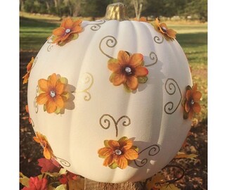 Flowery Swirly Permanent Pumpkin - Large