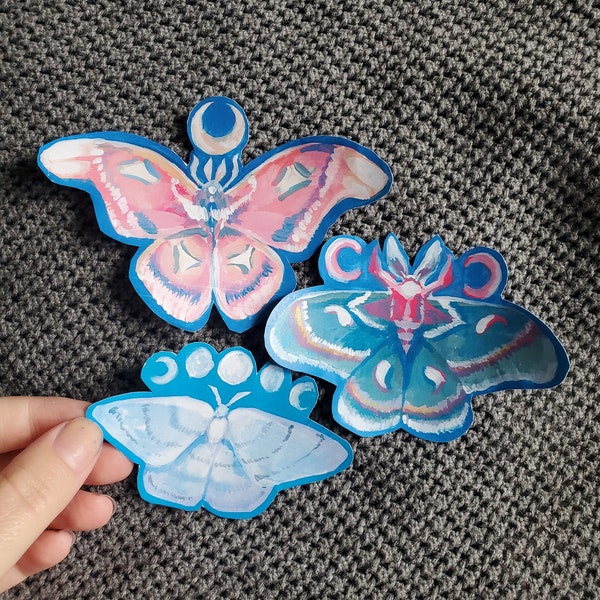 Moths with moons stickers
