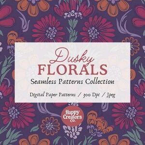 Dusky Florals Digital Paper Pack - High-Resolution, Seamless Patterns, Commercial Use, Instant Download