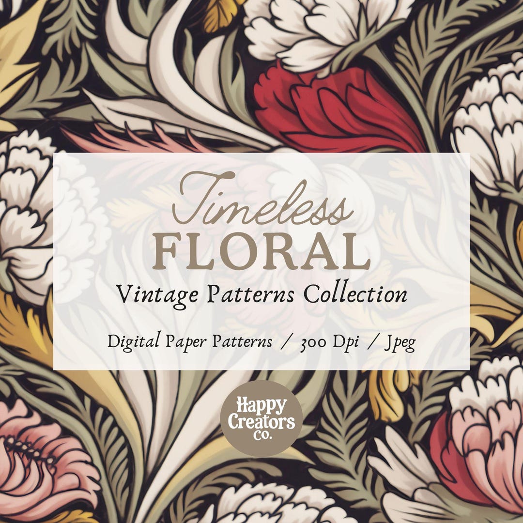 Timeless Floral Digital Paper Pack - Vintage Floral, High-resolution ...