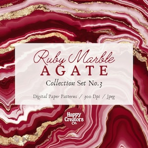 Ruby Red Marble Agate Texture Patterns - Digital Paper Pack, High-Resolution Textures, Digital Papers, Commercial Use, Instant Download