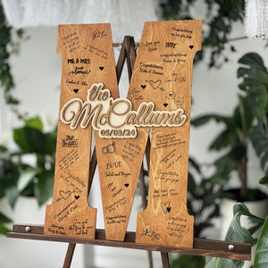 Wedding Letter Guest Book Alternative, Letter Guest Book, Wood 3D Guest Book Sign, Initial Guest Book