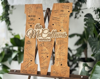 Wedding Letter Guest Book Alternative, Letter Guest Book, Wood 3D Guest Book Sign, Initial Guest Book