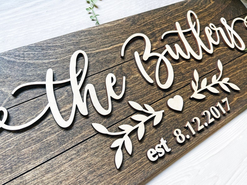 Custom Last Name Sign, Pallet Sign, Wedding Present, Housewarming Gift, Established Sign, 3D Sign Anniversary Gift Personalized Wedding Gift