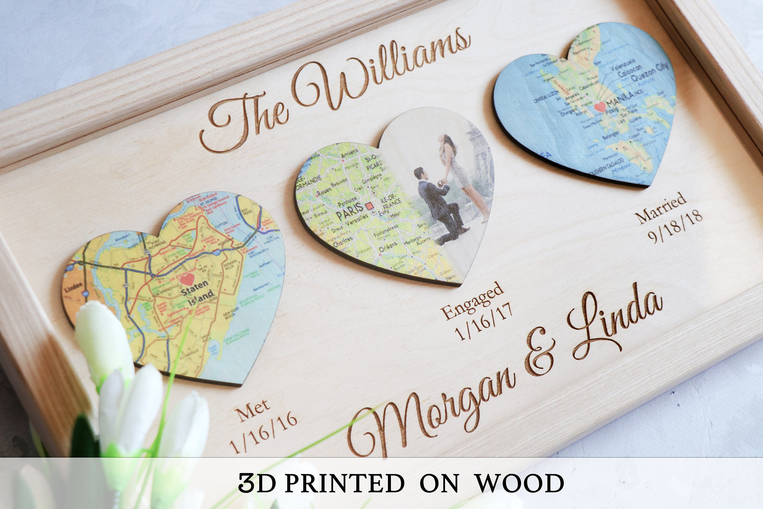 Personalized Anniversary Map, 3D Wood Print, Couple Gift - Etsy