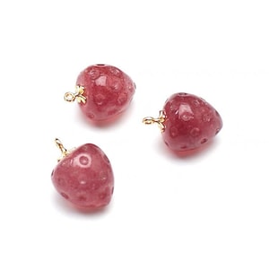 Natural Strawberry Quartz pendant, Gemstone Handmade Fruit pendant, Strawberry pendant with Sterling Silver clasp