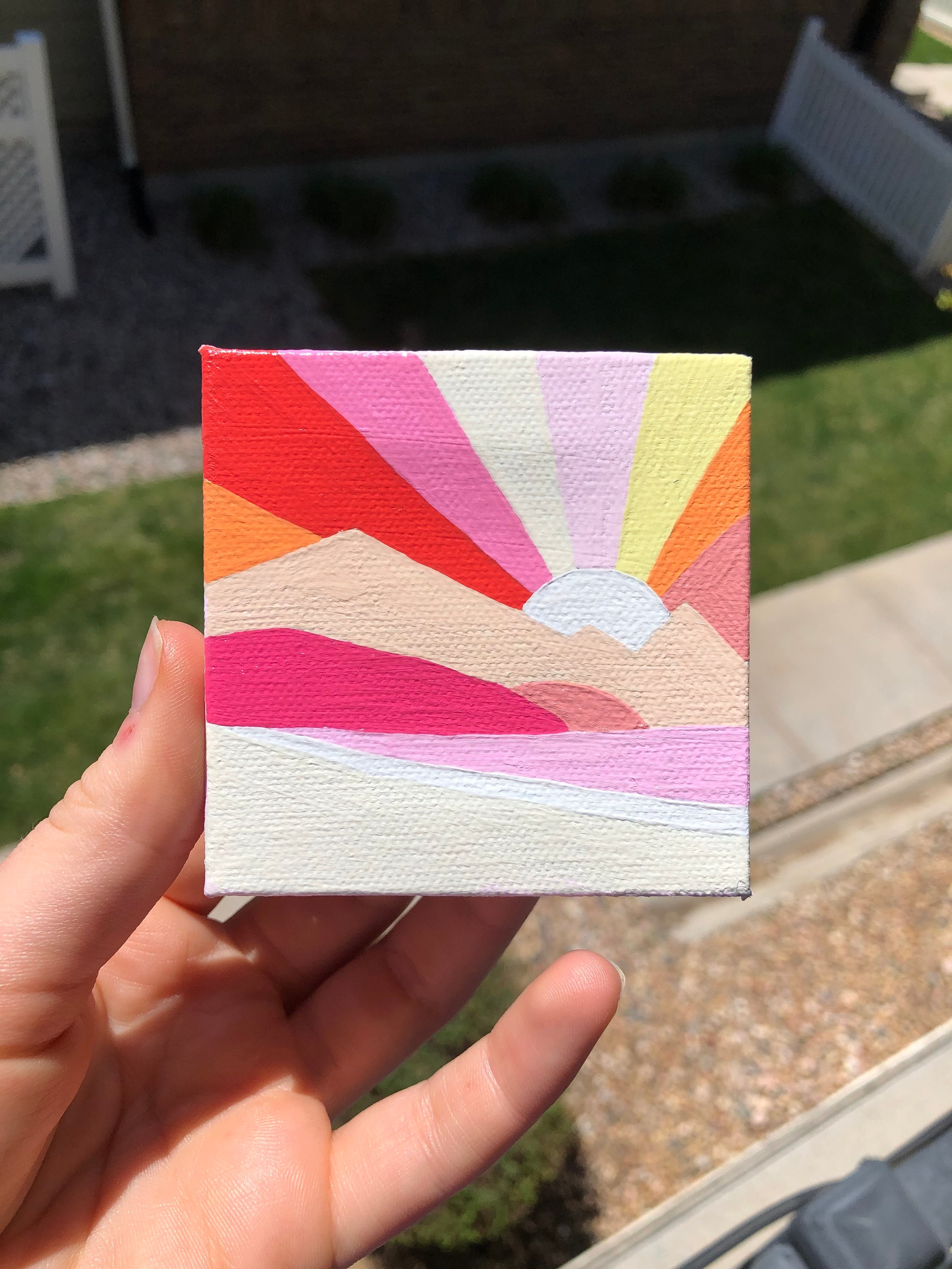 Pink Sunset Painting on Mini Canvas with Easel – Raging Artist