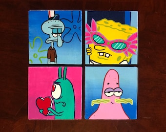 Squidward Painting / Mini Canvas / Spongebob | Etsy