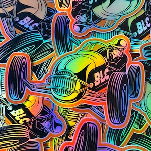 BOARD TRACK RACER | Hologram Sticker | Racing Sticker | Vintage Racing | Vintage Car Sticker | Vintage Cars | Racing | Blacklight Collective
