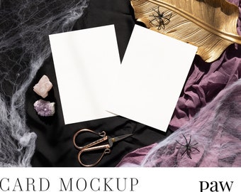 Halloween Card Mockup, Magic Party Card Mockup,5x7 Card Mockup, Set 2 Cards Mockup,Wedding Card Mockup,Invitation Blank Card Mockup fall 2c5