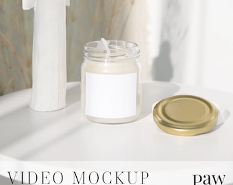 Social Media Video Mockup, Video Template With Candle Label Mockup, Jar Candle Video Mockup, Spa Candle Video Mockup, Reels