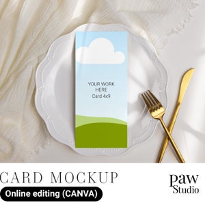 Menukaartmodel, online bewerkingsmodel, 4 x 9 kaartmodel, Canva-menukaartmodel, bruiloftsmenukaartmodel, blanco kaartmodel, presentatie