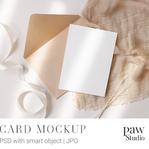 Mockup di biglietto, Mockup di biglietto vuoto, Mockup di biglietto 5x7, Mockup di matrimonio, Mockup PSD, Mockup di segnaposto, Matrimonio minimalista, Biglietto con busta