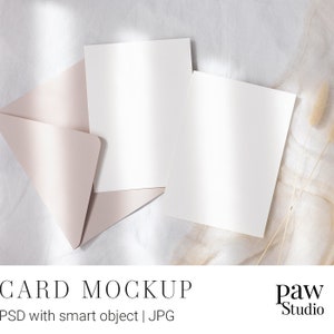 Kaartmodel, presentatiemodel, uitnodigingskaart, blanco kaartmodel, minimalistisch model, PSD-model, plaatskaartmodel, kaart met envelop, kaart met envelop