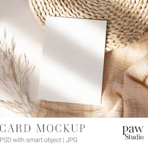 Mockup de cartão, Mockup de cartão em branco, Mockup de cartão 5x7, Mockup PSD, Modelo de mockup, Mockup, Mockup fofo, Mockup de cartão de berçário, Convite para chá de bebê