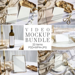Paquete de maquetas de tarjetas de vídeo, maquetas de tarjetas de boda, maquetas de menús, maquetas de teléfonos, maquetas de velas, maquetas de botellas, maquetas de etiquetas, maquetas de etiquetas VGC