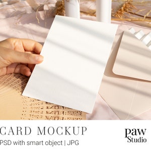 Mockup de cartão, Mockup de cartão de lugar, Casamento minimalista, Mockup de cartão estilizado, Mockup de cartão branco, Mockup de cartão de felicitações Envelope ihc 8e