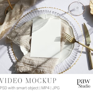 Video Card Mockup, 5x7 Kartenmockup, Menükartenmockup, Hochzeitsmenükartenmockup, Video Mockup, Photoshop Mockup, Präsentationsmockup VGC 57