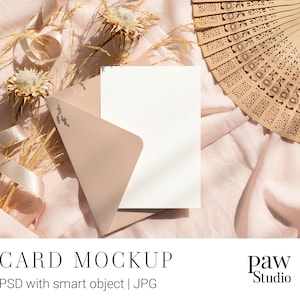 Mockup di biglietto da visita 5x7, Mockup di cancelleria, Mockup minimalista, Mockup PSD, Mockup di invito, Mockup di biglietto vuoto, Mockup di biglietto bianco, Biglietto con busta
