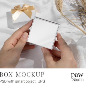 Quadratische Karte Mockup, Schmuck Karte Mockup, Geschenk Box Mockup, Branding Karte Mockup, Halskette Karte Mockup, Schmuck Flache Karte HRV