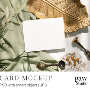 Card Mockup, 5.5x4.25 Card Mockup, Wedding Card Mockup, Greeting Card Mockup, Blank Card Mockup, Invitation Card Mockup Olive Mockup