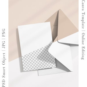 Anpassbares 13x18 Karten Mockup, Canva Karten Mockup, Grußkarte Mockup Bearbeiten Farbe Einladungskarte Mit Umschlag 8e b32