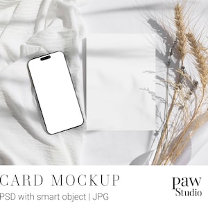 5x7 Karte mit Telefon Mockup, Geräte Mockup, Hochzeitseinladung Karten Mockup, Digitales Karten Mockup, Elektronisches Karten Mockup 2cp HRV