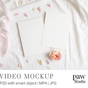 Mockup wideo karty, Mockup prezentacji, Mockup karty 5x7, Karta zaproszenia, Karta okolicznościowa, Mockup PSD, Mockup wideo, Mockup ślubu, Mockup