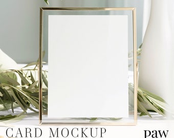 Card Mockup, 5x7 Card Mockup, Wedding Table Number Card Mockup, Golden Photo Frame Mockup, Photoshop Mockup, Presentation Mockup Olive